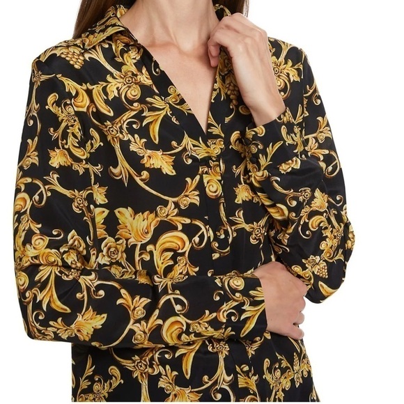 Alice + Olivia Eloise Filigree Silk Blouse Florence Scroll - Picture 1 of 15